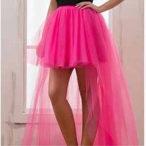 Hot pink tulle skirt high low style costume party 80s prom